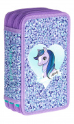 Federmappe, 3 Fächer<br> Lila Pony 17